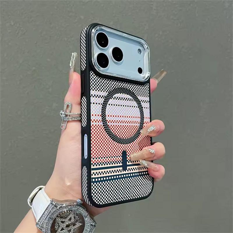 Тонкий чехол с магнитным полосатым узором для iPhone 17 Air Pro Max 16 15 14 Plus Pro Max для Magsafe Противоударный Ультратонкий Цветной чехол