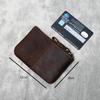 Retro Top Layer Cowhide Genuine Leather Mens Thin Purse Small Wallet Slim Zipper Key Coin Holders Loose Change Pocket Pouches