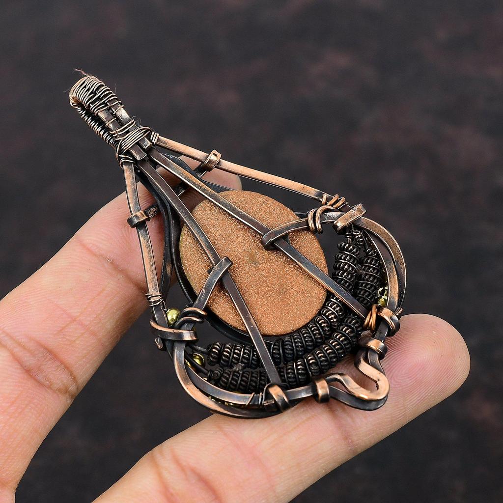 Sun Sitara Pendant Copper Wire Wrapped Pendant Handmade Pendant Copper Wire Wrapped Jewelry Gemstone Pendant Gift For Him Sun Sitara Jewelry