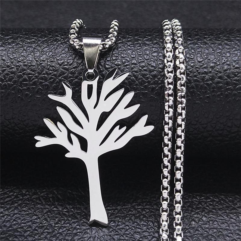 European and American Hollow Tree of Life Necklace Stainless Steel Tree Pendant Personalized Versatile Accessories