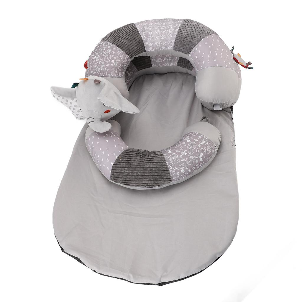 Tummy Time Mat and Seated Support Pillow Early Education Soft Baby Play Mat with Detachable Toys