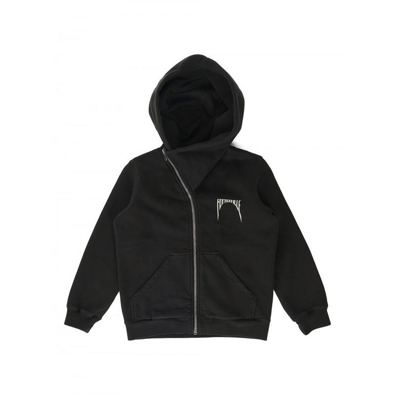 American Streetwear Hoodie Irregular Diagonal Zip Loose Fit Unisex 3D Print Retro Style