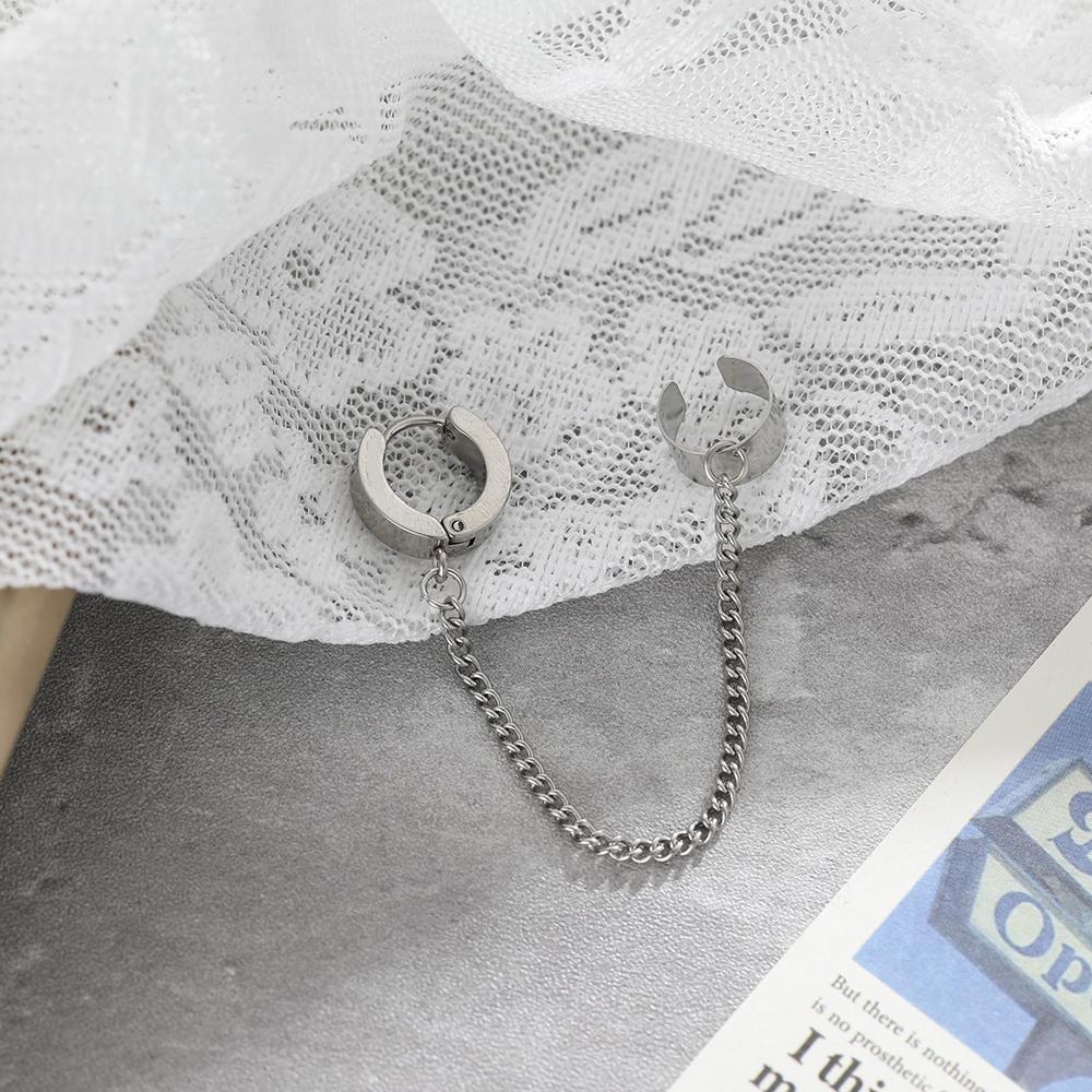 Модные серьги-манжеты с зажимом-цепочкой и кисточками, асимметричные серьги для женщин, корейские креативные ювелирные изделия, женские серьги-каффы