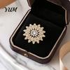 Backpack Decoration Pin Sparkling Rhinestone Sunflower Brooch, Golden Plated Floral Lapel Vintage Flower Brooch Pin, Dainty Clothing Jewelry Accessory
