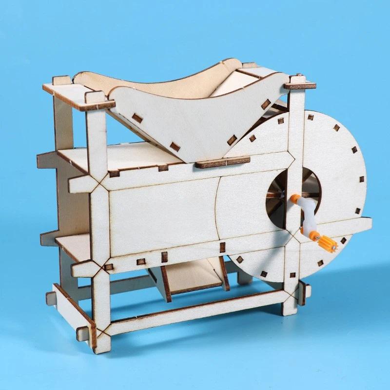 DIY Wooden Winnowing Machine STEM Science Kit 1 Set Physical Experiment Model for School Teaching Kids Hands-on Learning