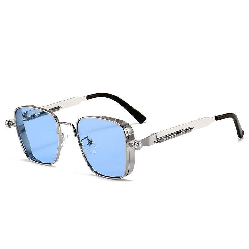 New Sunglasses Men Driving Sunglasses Retro Spring Leg Driving Outdoor Sports Metal Rectangular Decorative Glasses Women Uv400