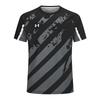 Under Armour Повседневная беговая полосатая футболка с круглым вырезом и средней талией на шнурке, удобные свободные шорты, спортивный комплект 24500504-001+24500204-001