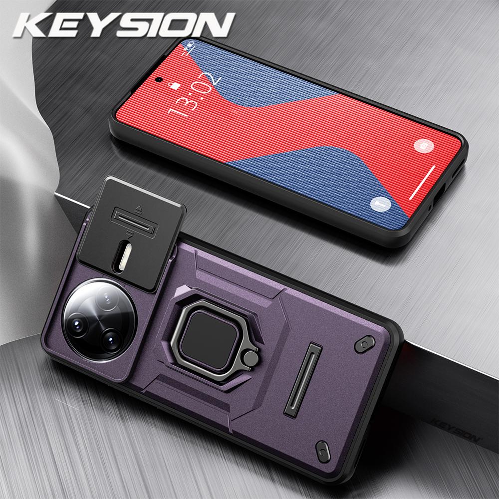 KEYSION Противоударный защитный чехол для POCO F7 Pro Slide Camera Защитное кольцо для объектива Подставка для телефона Задняя крышка для Xiaomi POCO F7 Ultra
