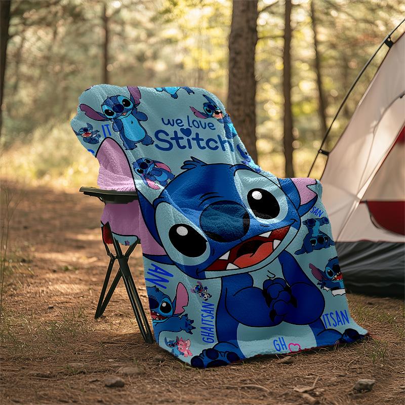 1pc S-Stitch2 Theme Blanket - Digital Print, Polyester, Cozy for All Seasons, Perfect for Outdoor, and Travel
