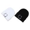 Korean Version of Embroidery Cartoon Funny Smiley Face Knitted Hat Women's Autumn and Winter Outdoor Warm Cold Hat Fashion Wool Hat