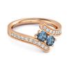 Кольцо-обход с двумя камнями London Blue Topaz, pavé, из стерлингового серебра 925 пробы с покрытием из розового золота