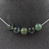 Stones and Minerals. Necklace 5 Pearls Moss Agate 8 Mm. Stainless Steel Chain Necklace Women Men. Customizable Size.
