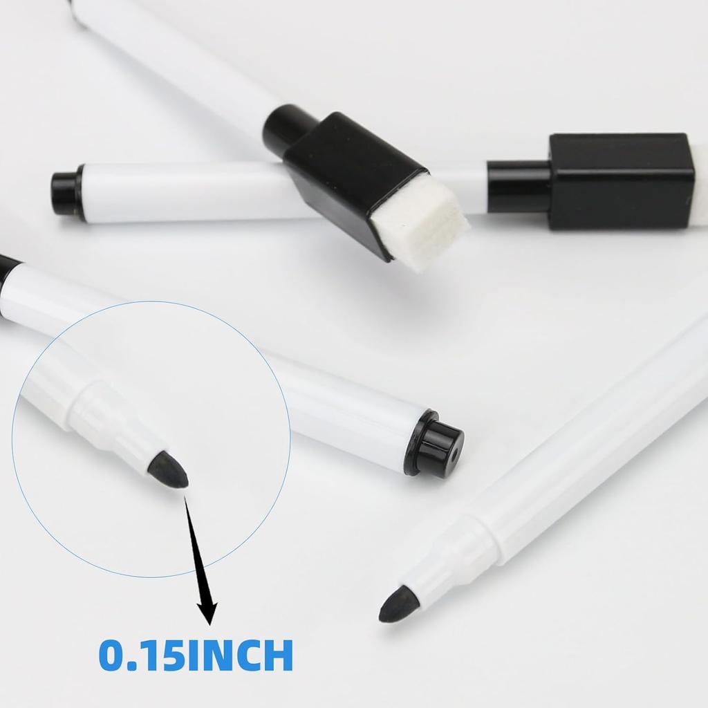 25 Pcs Black Magnetic Dry Erase Markers with Eraser Cap, White Board Mini Dry Erase Markers Bulk, Fine Point Tip Student White Board Markers for