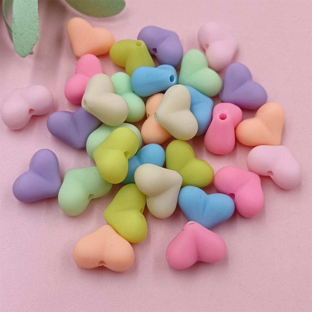 Home Party Supplies DIY Jewelry Accessories 15x11mm 30Pcs Creative Heart Rubber Making Materials Beads 9 Color Mobile Phone Chain Solid Color Fashion