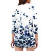 Женская мода Повседневная рубашка с лацканами и рукавами 3/4 с принтом Женские топы с V-образным вырезом