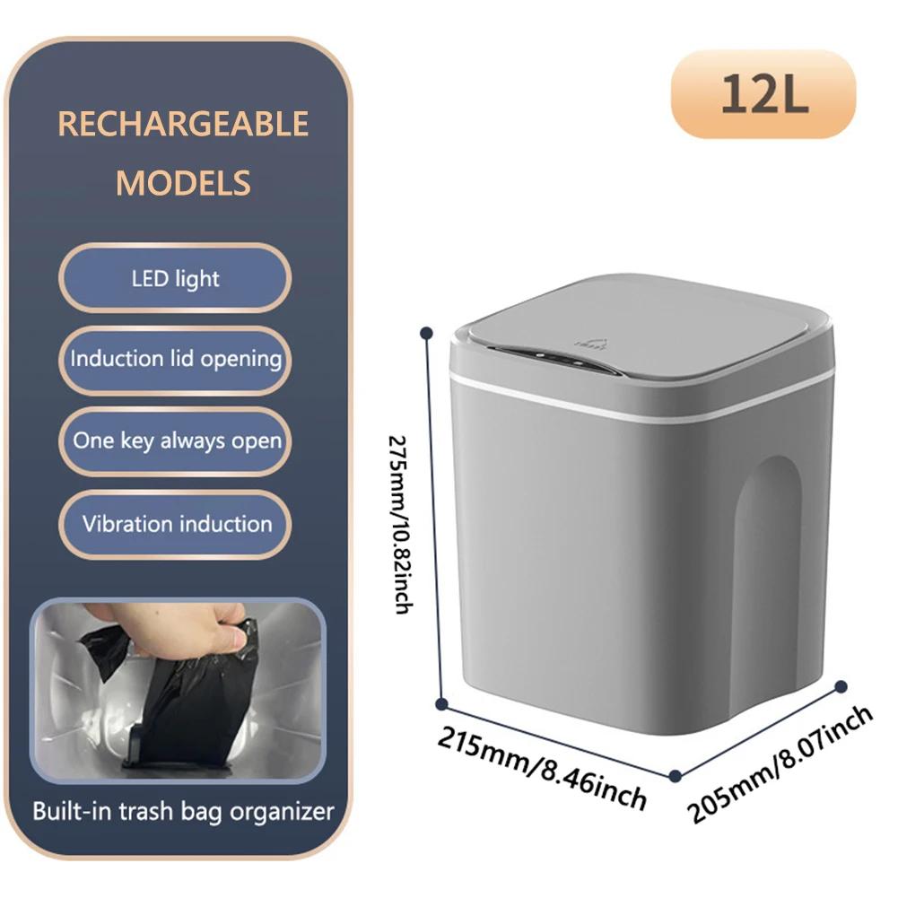 Smart Trash Can Automatic Sensor Garbage Can 14L For Bathroom Kitchen Toilet Garbage Waterproof Trash Bin Garbage Tin Smart Home