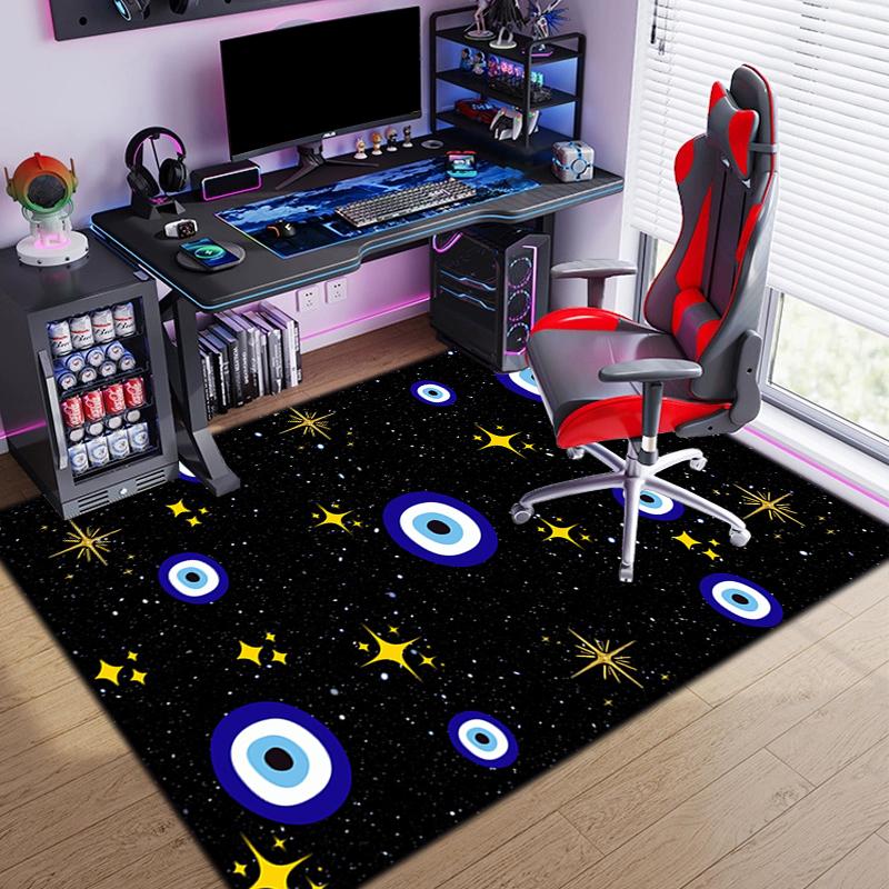 Blue Mystic Hamsa Hand Celestial Symbols Carpet Printing Home Decor Room Art Dormitory Decoration