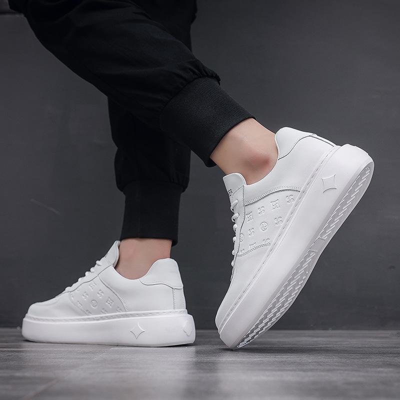 Маленькие белые туфли мужские платформа осень новая ниша увеличивающие рост мужские туфли кожаные универсальные модные туфли Вэньчжоу в наличии прямая трансляция