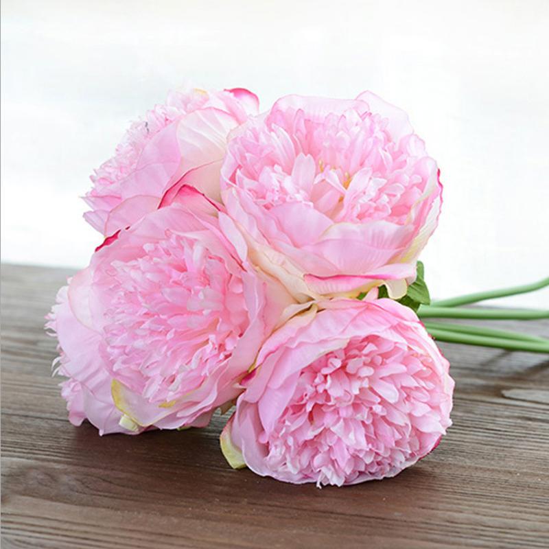 5 Head Big Peony Artifcial Silk Fake Flower Home Display Wedding Decor Bouquet