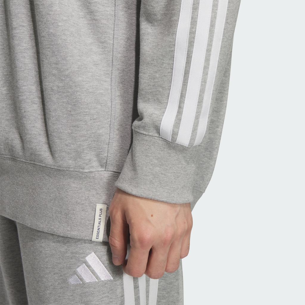 ADIDAS Essential Plus Loose Fit 3-Stripe French Terry Sweatshirt Kf3716