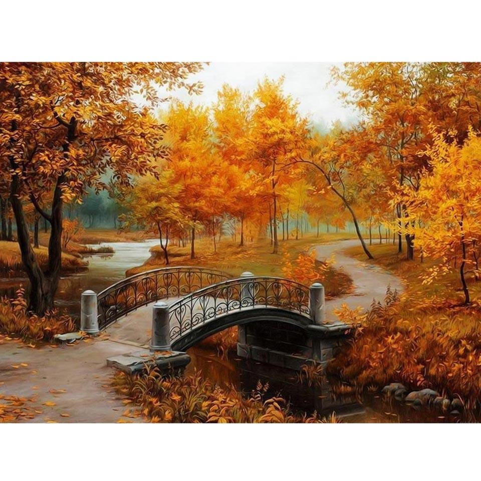 Autumn Embroidery Full Round Diamond Scenery Sale 5d Diamond Painting Landscape Cross Stitch Kit Mosaic Rhinestone Home Decor