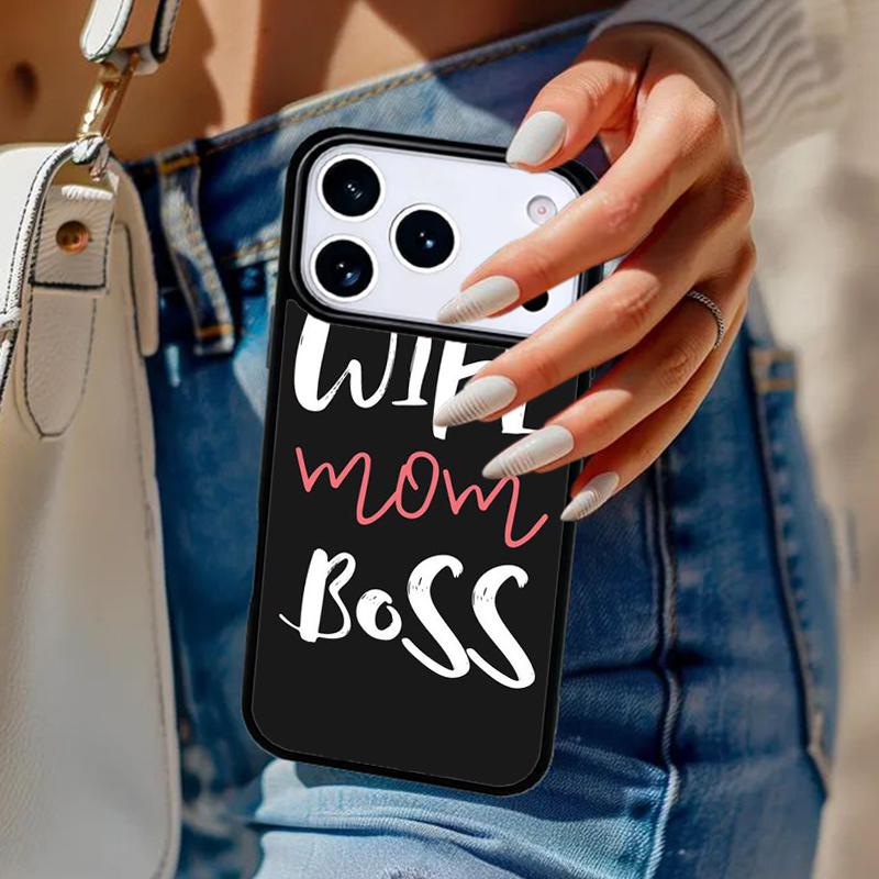 Чехол для телефона Wife Mom Boss funny для iPhone 17 Air 14 15 13 12 Max Чехол для Apple 16e 11 Pro Max Plus Coque