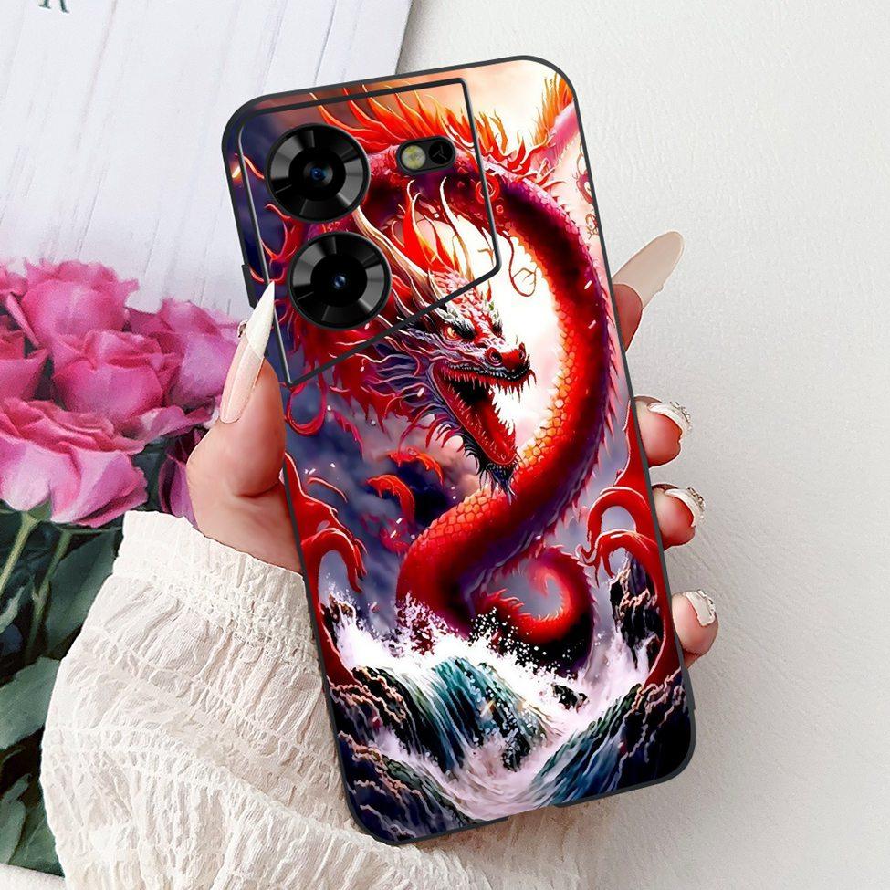 Cover For Tecno Pova 5 Case LH7n Silicone Cute Cat Fashion Flowers Luxury Painted Casing For Techno Pova 5 Phone Case Bumper