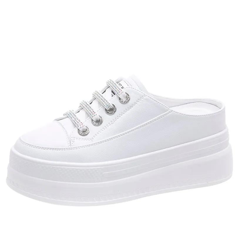 Fashion Genuine Leather Platform Wedge Slippers Chunky Sneaker Women Shoes Heel Women Summer Moccasins Designer Sandals Slides Women