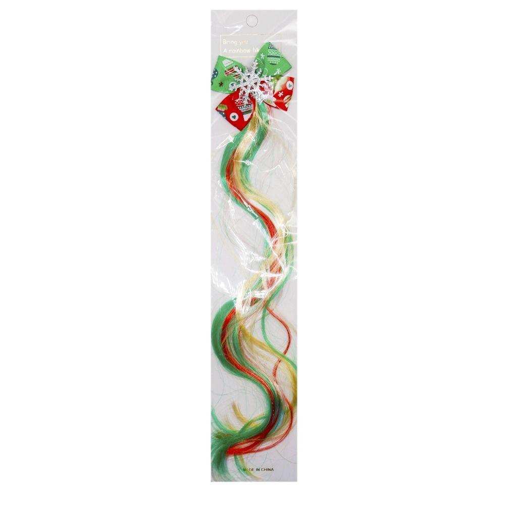 Korean Style Christmas Hair Clip Colorful Wig Bowknot Hairclip Cute Girls Wig Hairpin Gift
