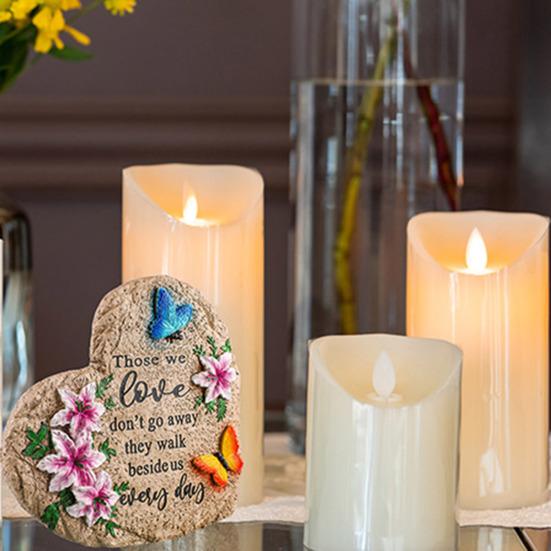 Memorial Garden Stone Resin Love Heart Shaped Stone Sympathy Gift Outdoor Memorial Ornament for Bereavement Loss of Loved One Condolence Gifts