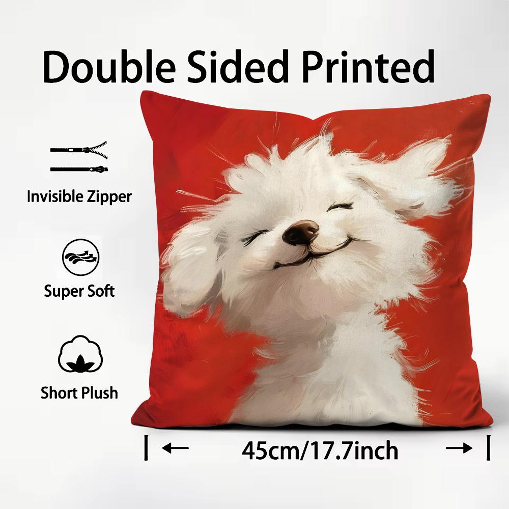 Dog Cute Cushion Cover Plush Fabric Soft DoubleSided Printed Sofa Warm Winter Home Child Gift Pillow Case