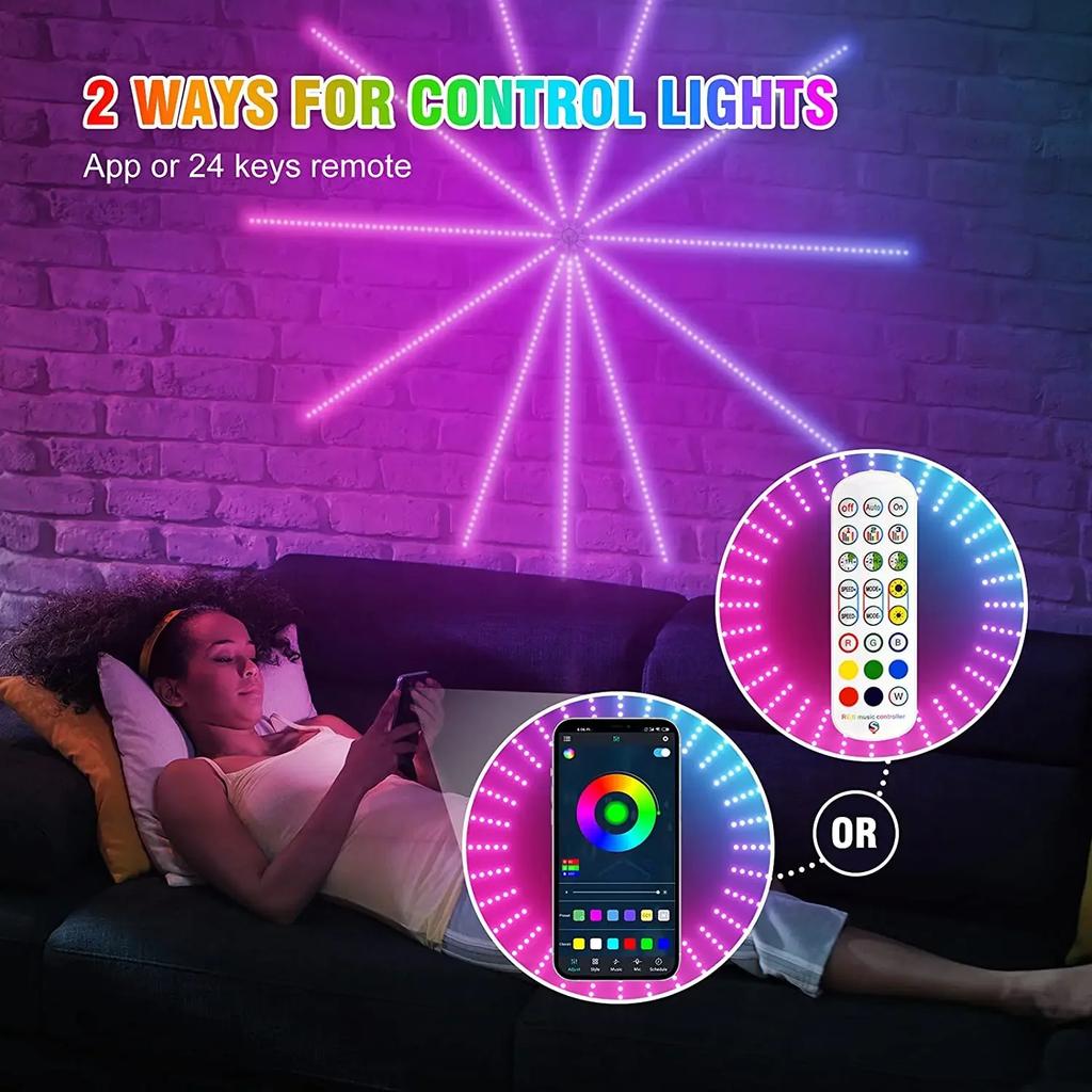Светодиодная лента RGB-фейерверк с Bluetooth-приложением для неоновой ленты Светодиодные ленты с USB-питанием 5 В Светодиодные ленты для рождественской вечеринки