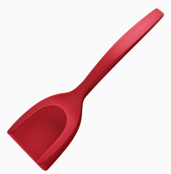 2-in-1 Silicone Shovel & Tweezers Tongs - Black Egg Flipper Pancake Spatula for Kitchen