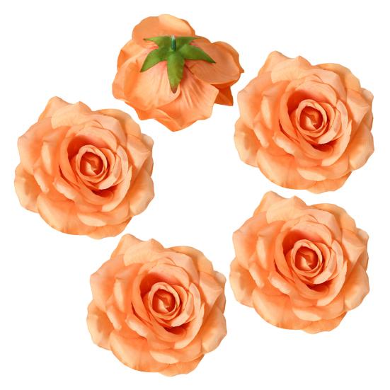 5 Pcs Artificial Rose Flower Heads Realistic Fake Silk Rose Head for Home DIY Flower Wall Wedding Party Birthday Baby Shower Decor