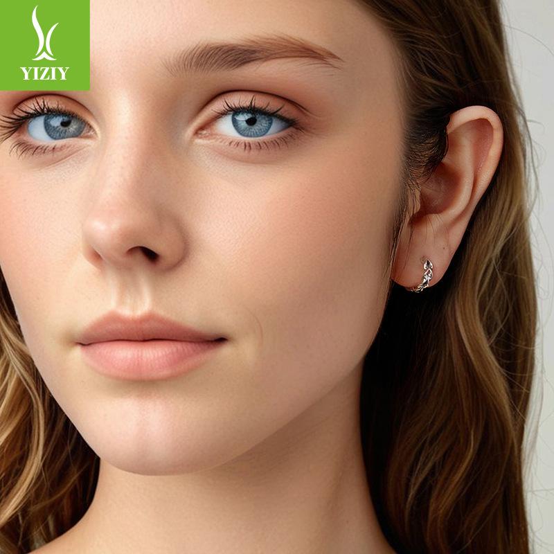 Twist Line Ear Buckle Female Cold Wind S925 Sterling Silver Earrings Earrings