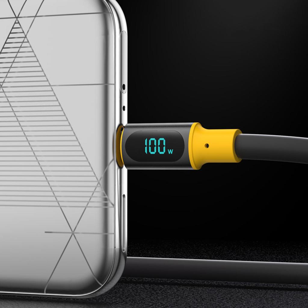 Высокоскоростной шнур питания PD100W с цифровым дисплеем, кабель для зарядки USB-USB C, поддержка зарядки и синхронизации данных со скоростью 480 Мбит/с