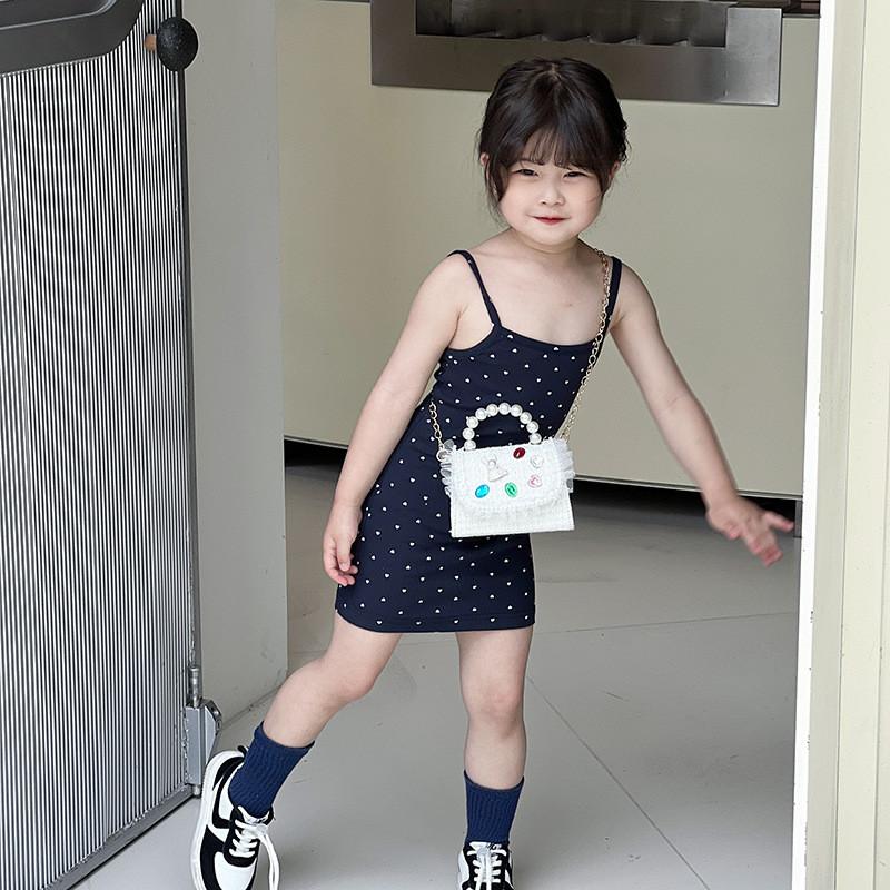 Chic And Fashionable Kids Handbag Featuring Cute Lace And Rhinestones For Girls