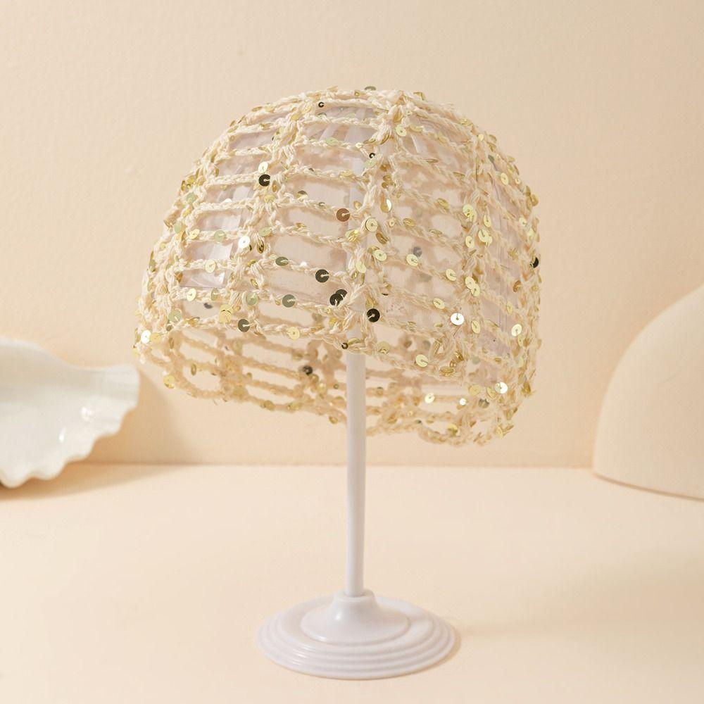 Thin Crochet Sequined Hat Elegant Bohemian Style Beanies Casual Weave Cap  Apparel Accessories