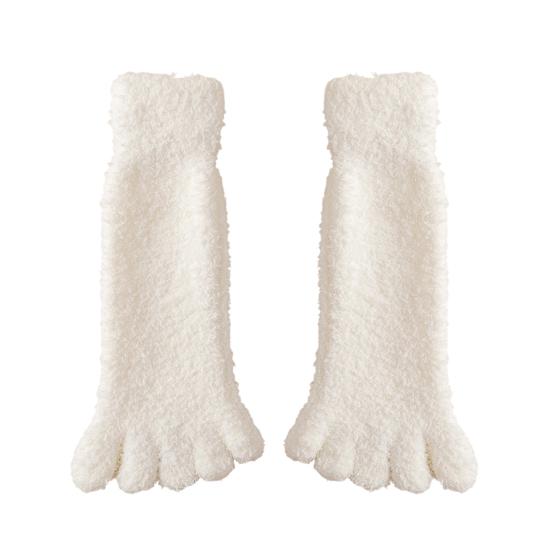 Yousheng 1 Pair Women Coral Fleece Toe Socks Autumn Winter Fuzzy Thick Warm Thermal Mid-calf Socks Soft Fluffy Home Sleeping Slipper Floor Socks