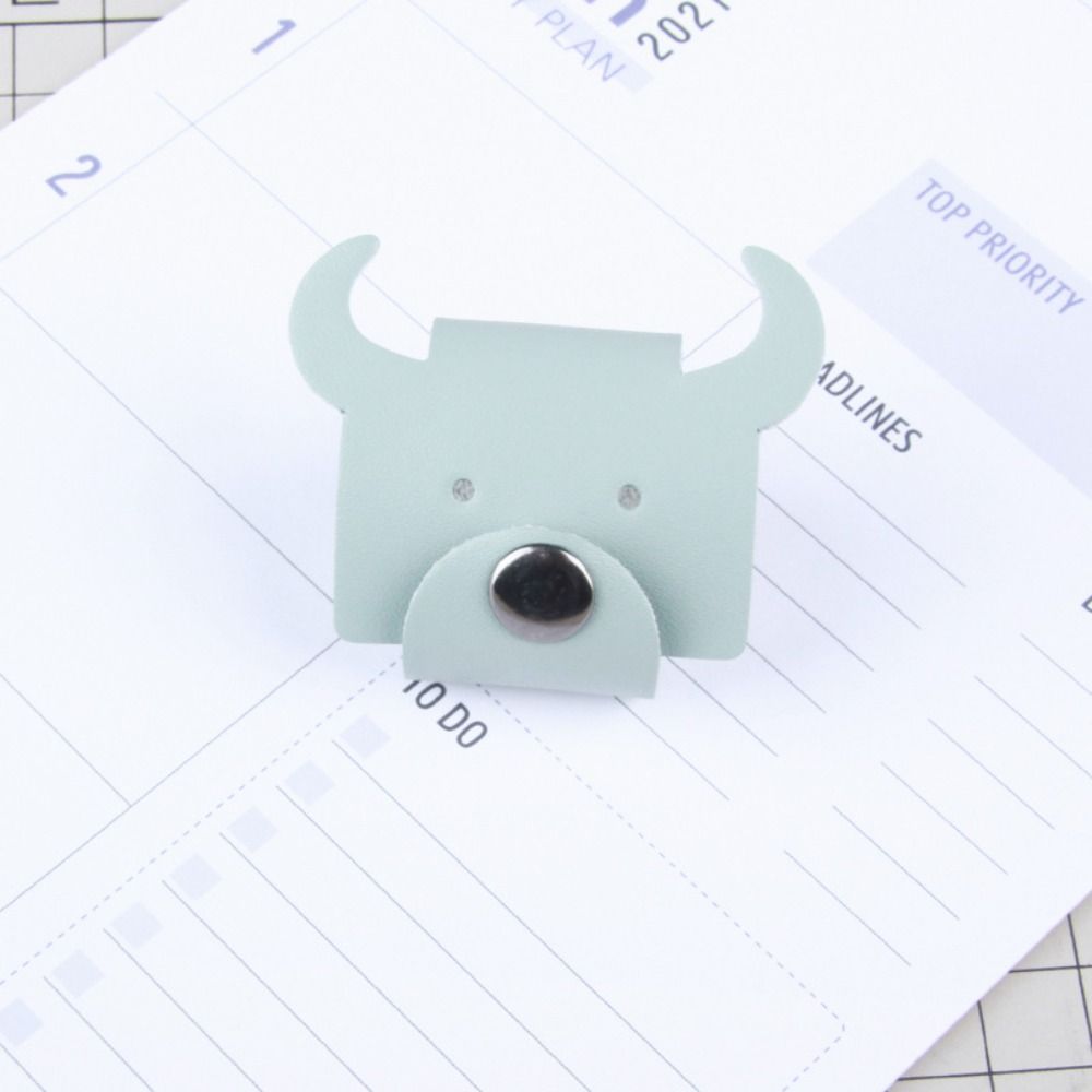 Earphone Cord Organizer Cute Animal Leather Cable Winder Anti Loss Cable Protector Clip Cartoon Bear/cattle