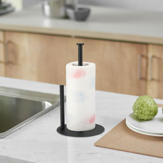 Vertical Tissue Holder Paper Towel Stand with Anti-Slip Weighted Base Kitchen Countertop Freestanding Paper Towel Rack
