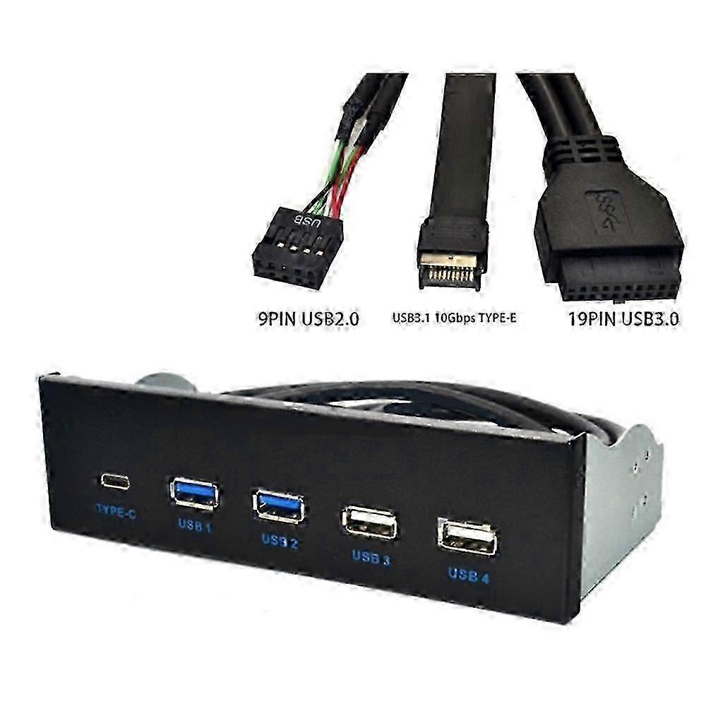 26-27 5.25 inch Usb3.1 Gen2 Front Panel Usb Hub 2 Ports Usb3.0+2 Ports Usb2.0+1 Port Type-C with Type-E C