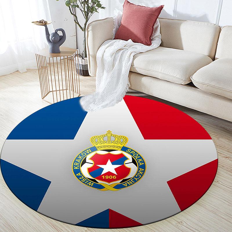 Wisla Krakow logo pattern round rug,Carpet Rug for Living Room Bedroom Playroom ,Non-slip Floor Mat,Holiday Gifts and Birthday Gifts.