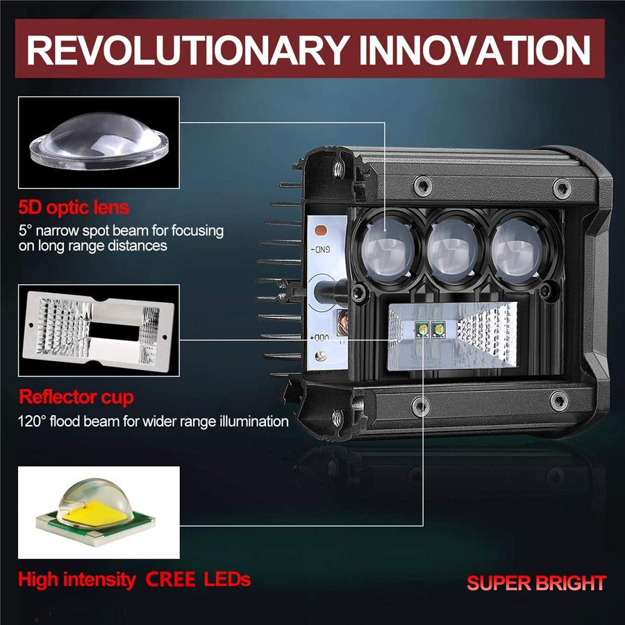 2 шт. 4'' 160 Вт 16000 лм CREE светодиодная световая балка Четырехрядная Точечный Заливной луч Кубики Рабочий свет