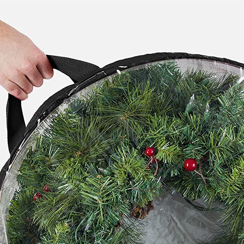 2Pcs Christmas Wreath Storage Bag 24in Clear Garland Wreaths Container for Easy Holiday Storage
