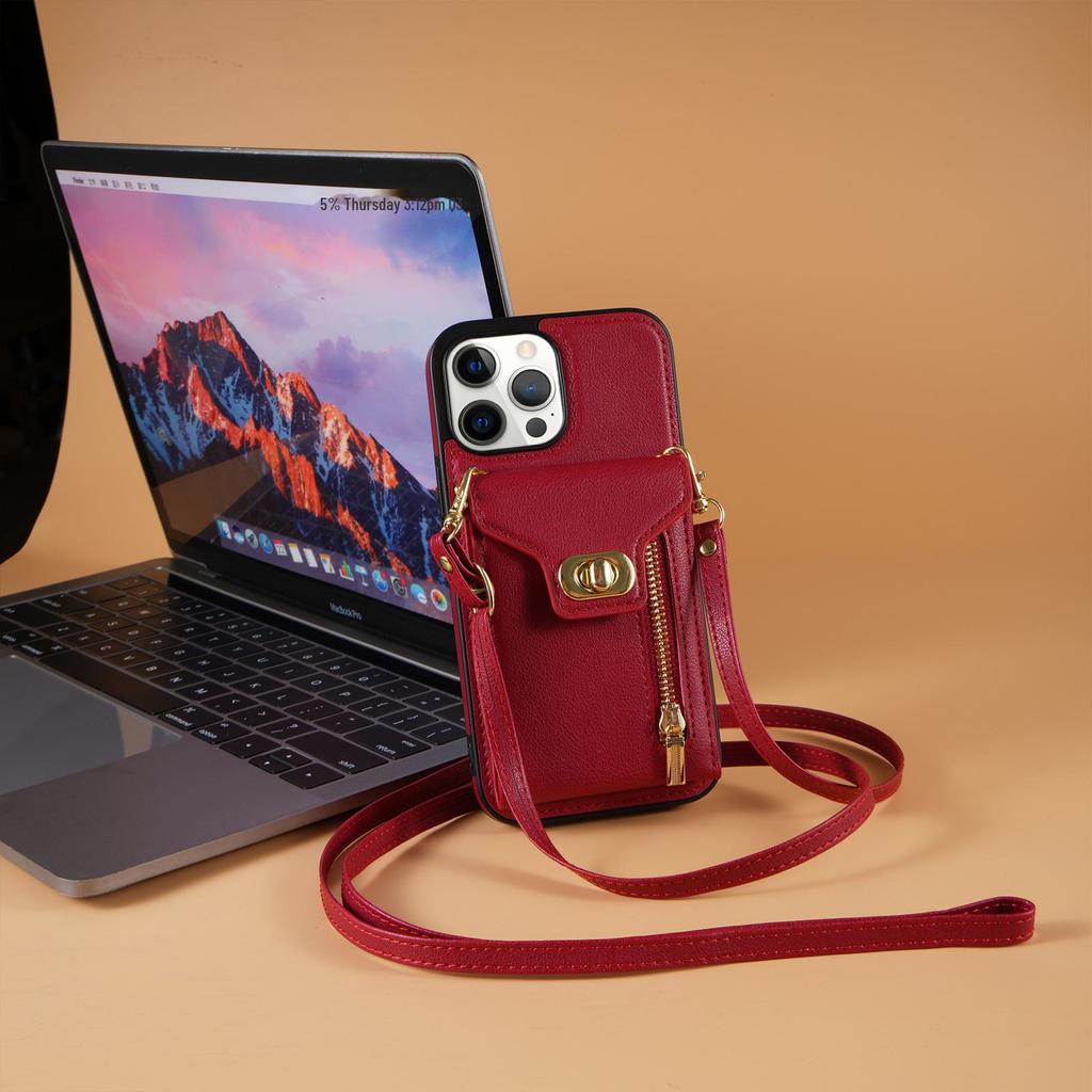 Чехол-гармошка для телефона Apple 15 14 13 ProMax с боковой молнией, диагональным шнурком и отделением для карт.