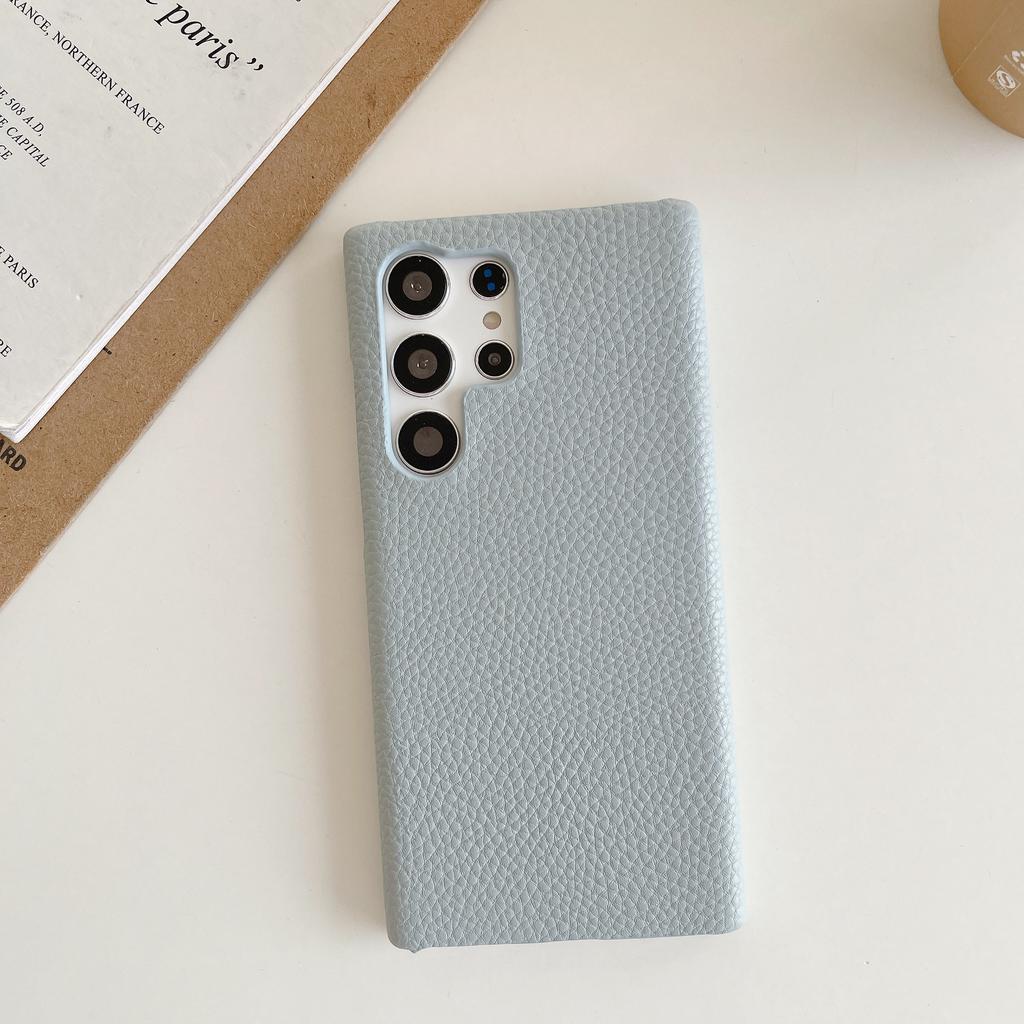 Матовый чехол из кожи с текстурой личи для Samsung S25 S24 S23 S22 Ultra A55 A35 A25 A15 A54 A34 A24 A14. Сплошной безрамочный бампер.