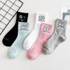 5Pairs Women Cotton Socks Cute Print Princess Two-dimensional Fashion Socks Striped Plaid Ladies Spring Summer Socks
