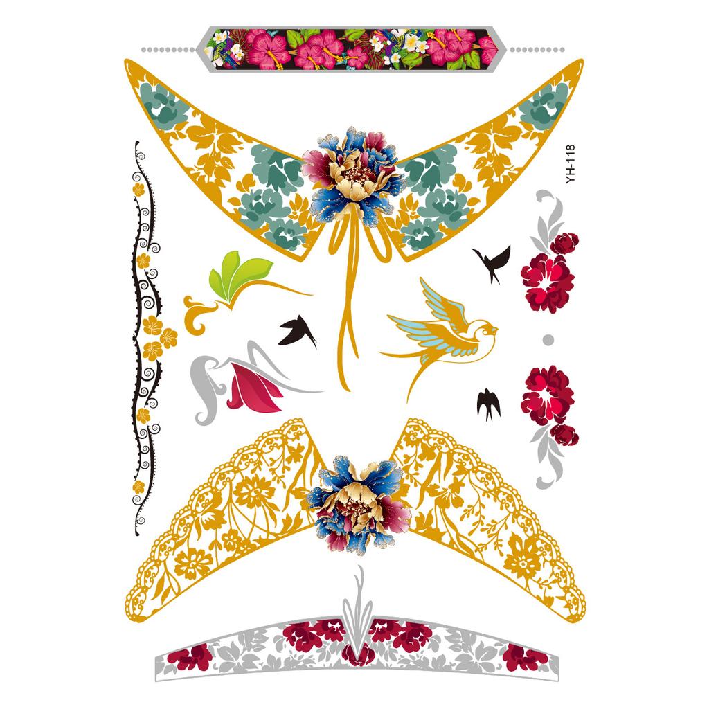 Metallic Gold Butterfly Tattoo Silver Waterproof Temporary Tattoos Stickers On The Body Women Men Boho Resort Style