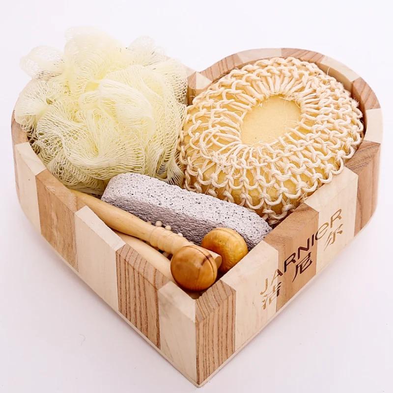 5 In 1 Women Man Girl Kid Baby Bath Show Spa Set Gift Include Bath Tool Loofah Sponge Hair Brush Pumice Stone Foot File